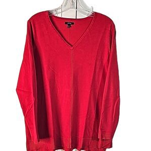 Sweater V-neck by Apt.9 Red Side Slits Size XL